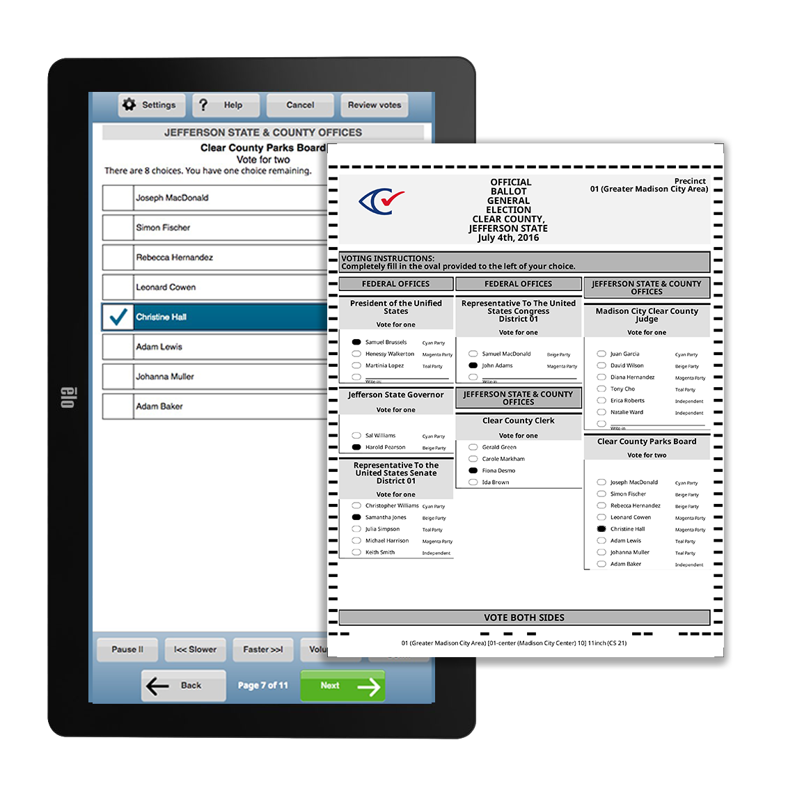 ClearAccess prints paper ballot