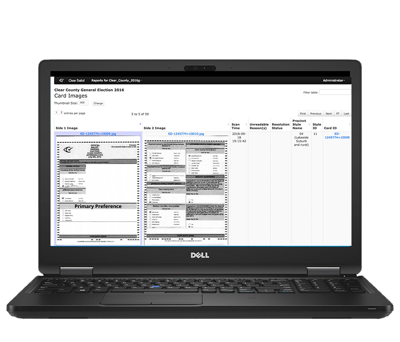 Ballot images on laptop screen