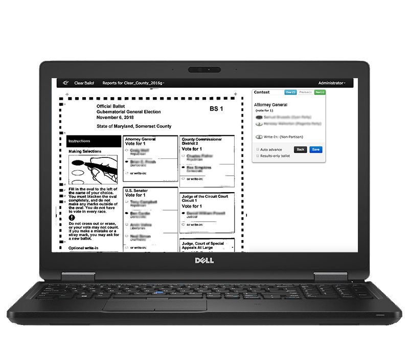 Ballot adjudication on laptop